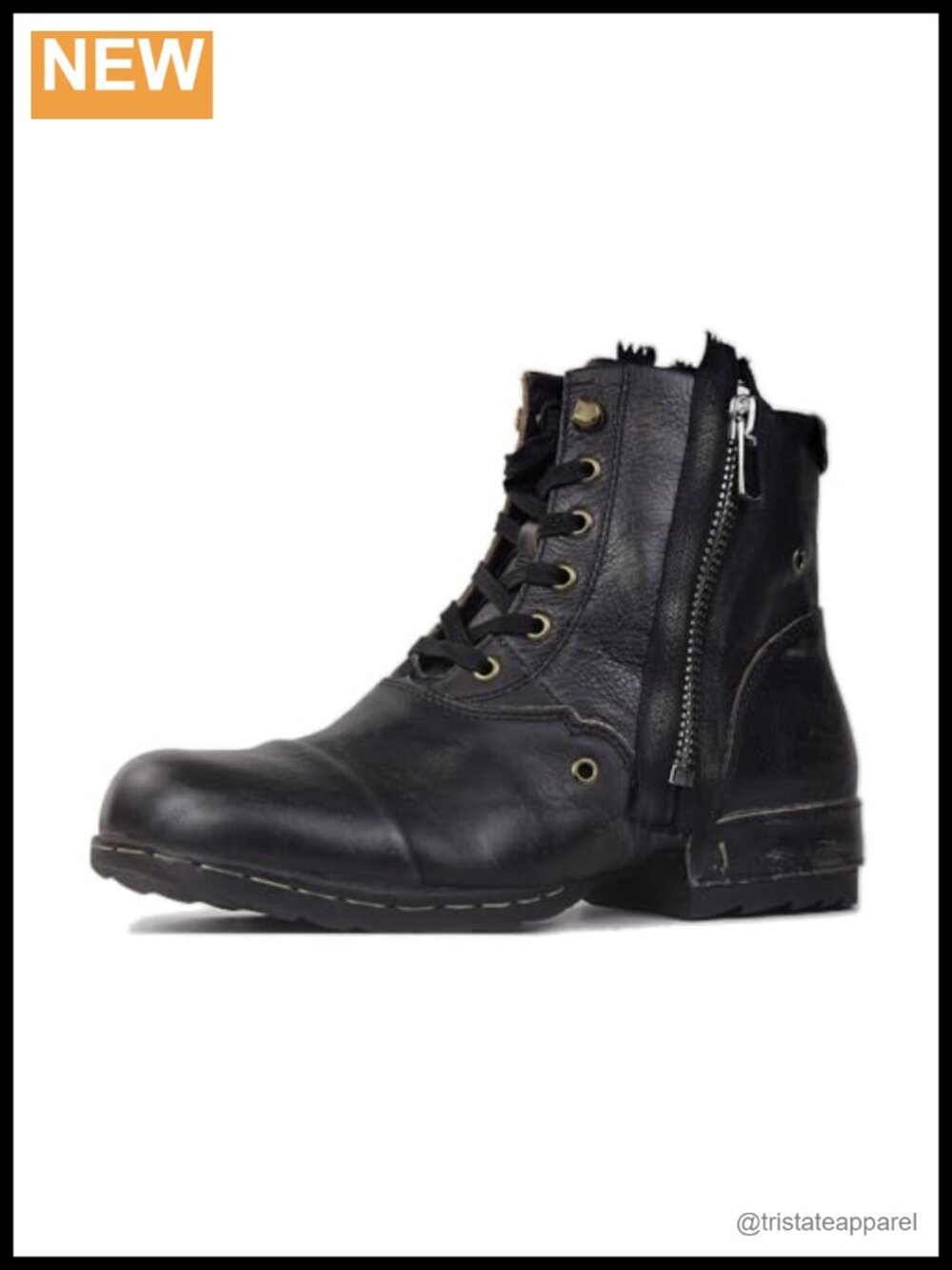 Leather Ankle Boots for Women, Zipper-up Chukka Boots, Round Toe Combat Style,